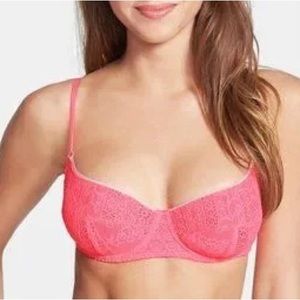 Free People Pink Neon Lace Underwire Bra